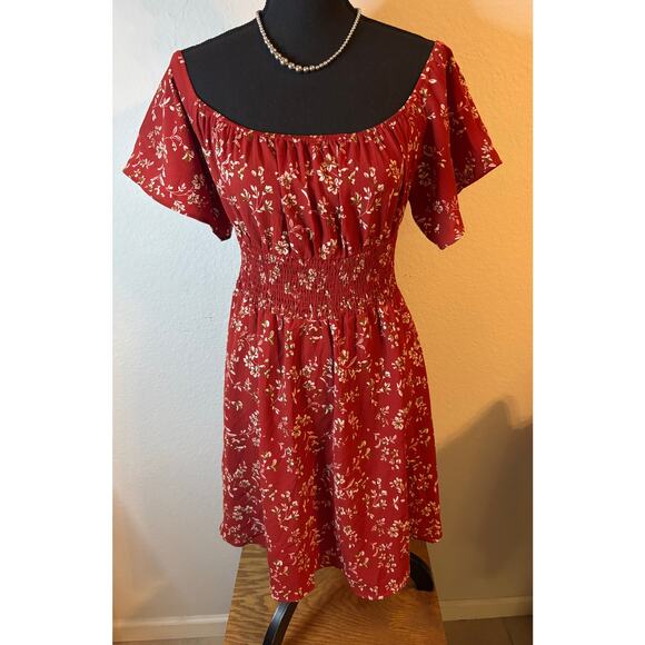 Vacay Floral Off Shoulder Shirred Waist Dress - Picture 10 of 11